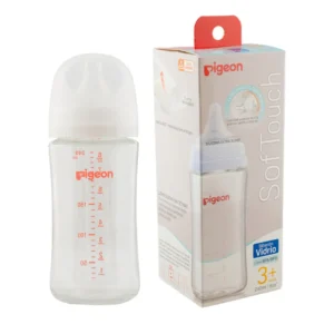 Mamadera boca ancha, soft touch, 240ml vidrio 0+ PIGEON