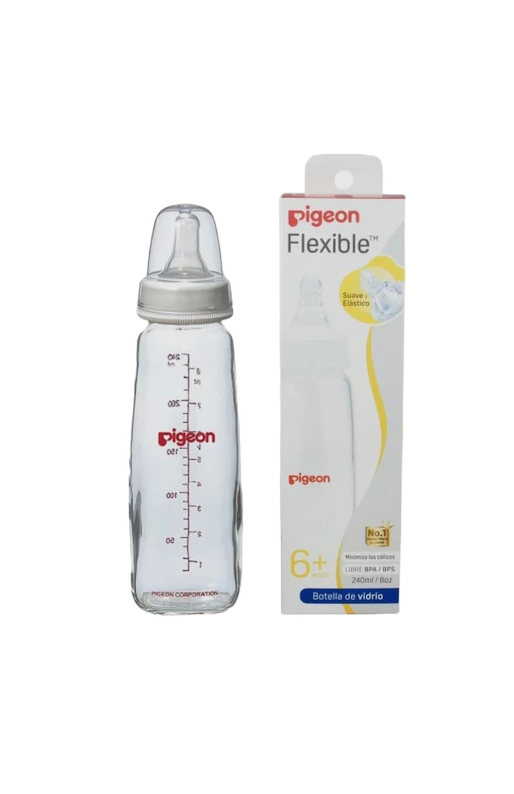 Mamadera de vidrio estándar, 240ml, PIGEON