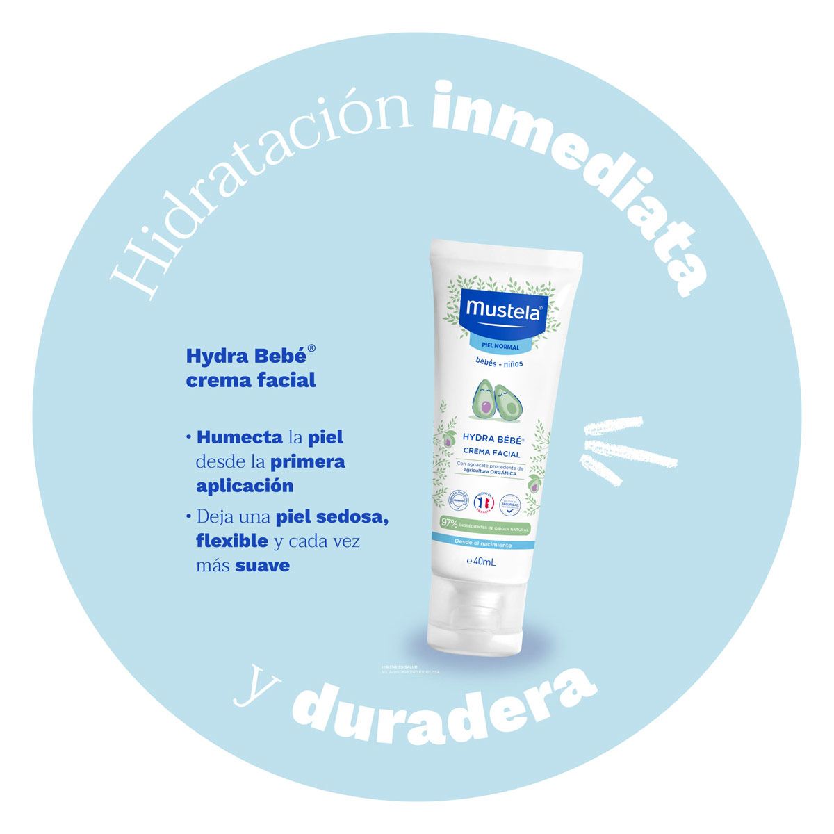 Crema facial hydra bebé MUSTELA 40ml - Imagen 3
