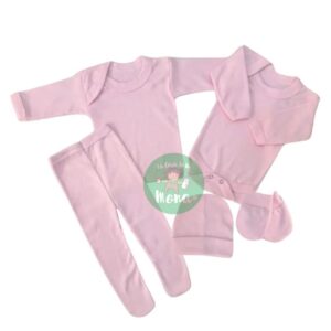 Ajuar liso rosado 0 a 3 meses, 100% algodón
